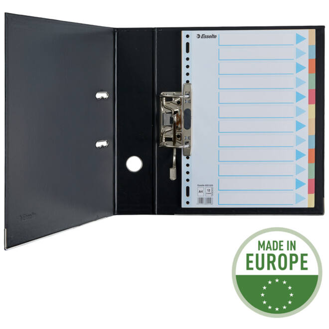 Tabbladen Esselte Premium A4 12-delig karton 23-rings assorti