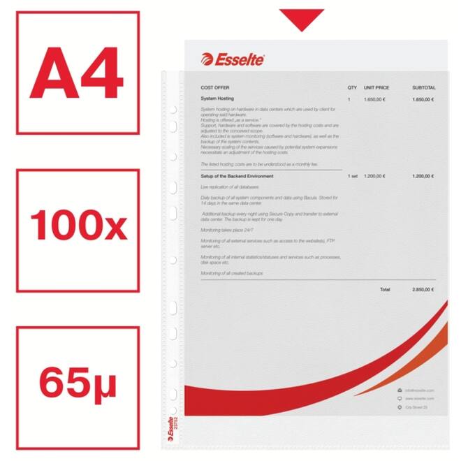 Showtas Esselte standaard 0,07mm PP A4 100 stuks
