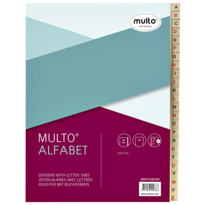 Tabbladen Multo A4 23-rings 24-delig A-Z karton chamois