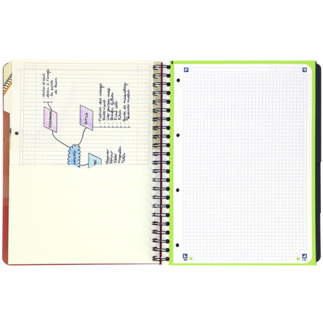 Projectboek Oxford School A4+ ruit 5x5mm 4-gaats 240 pagina's rood