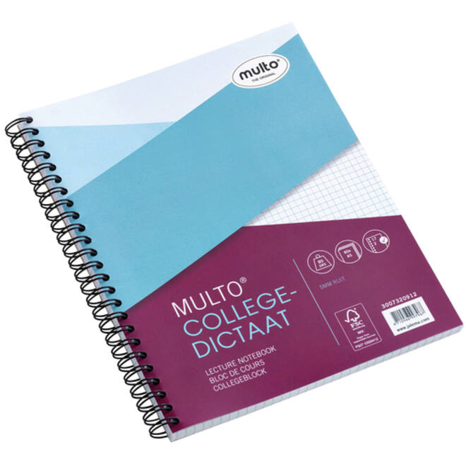 Collegeblok Multo A5 ruit 5x5mm 17-gaats 160 pagina's 80gr wit