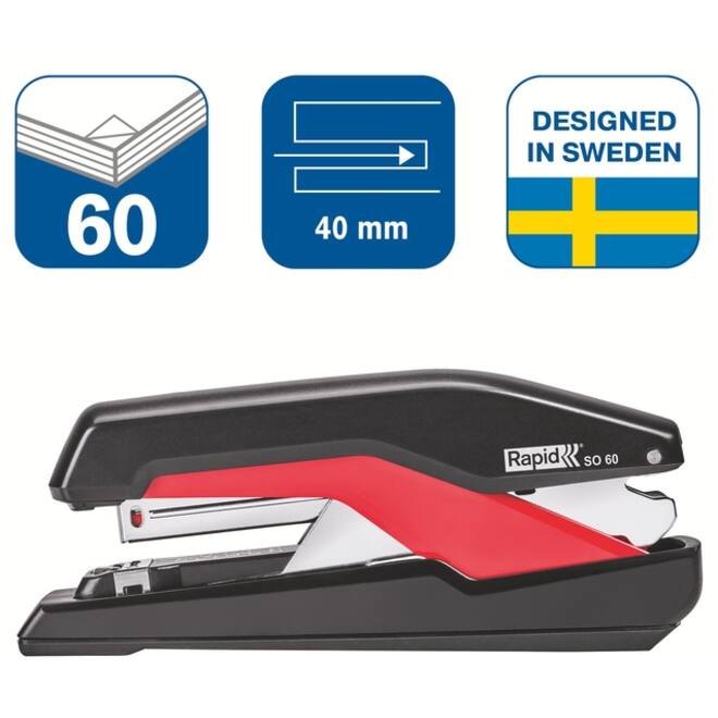 Bureaunietmachine Rapid Supreme fullstrip S1O60 60 vel zwart/rood