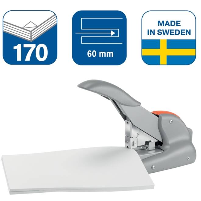 Nietmachine Rapid Supreme DUAX heavy duty 170 vel zilver/oranje