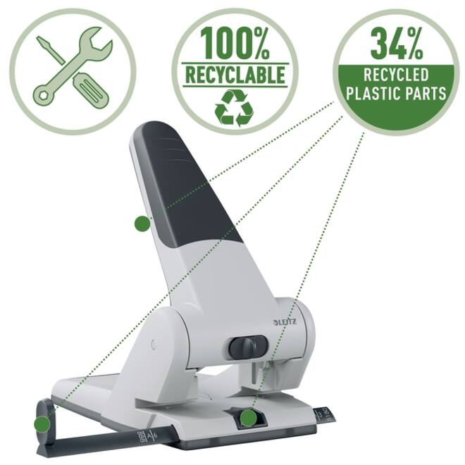 Perforator Leitz 5180 heavy duty 65 vel zilver