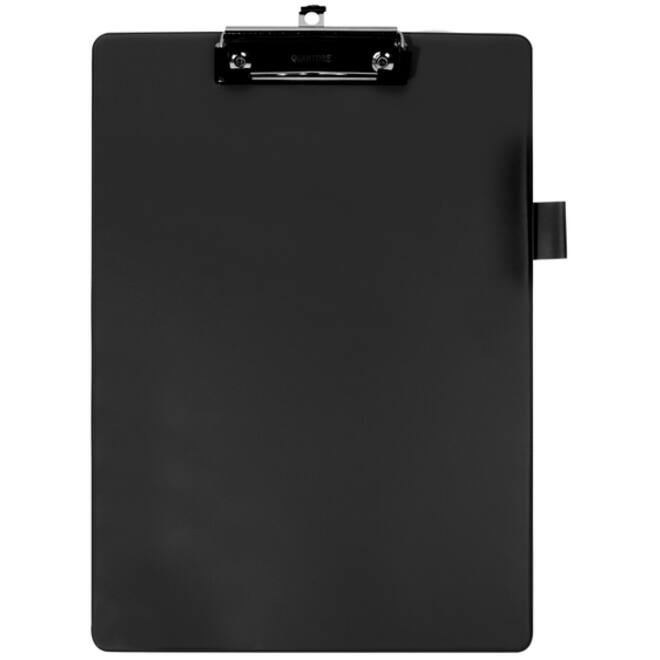 Klembord Quantore A4 staand PVC zwart met 100mm klem + penlus