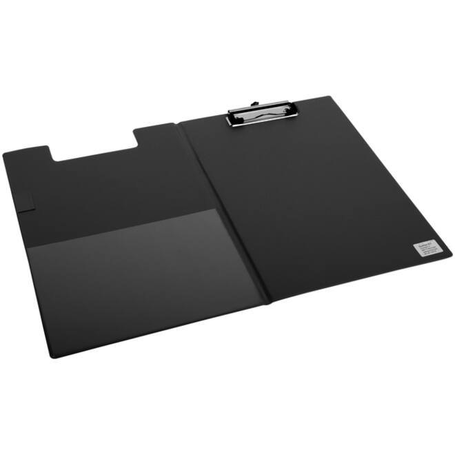 Klembordmap Quantore A4 staand PVC zwart met 100mm klem + penlus
