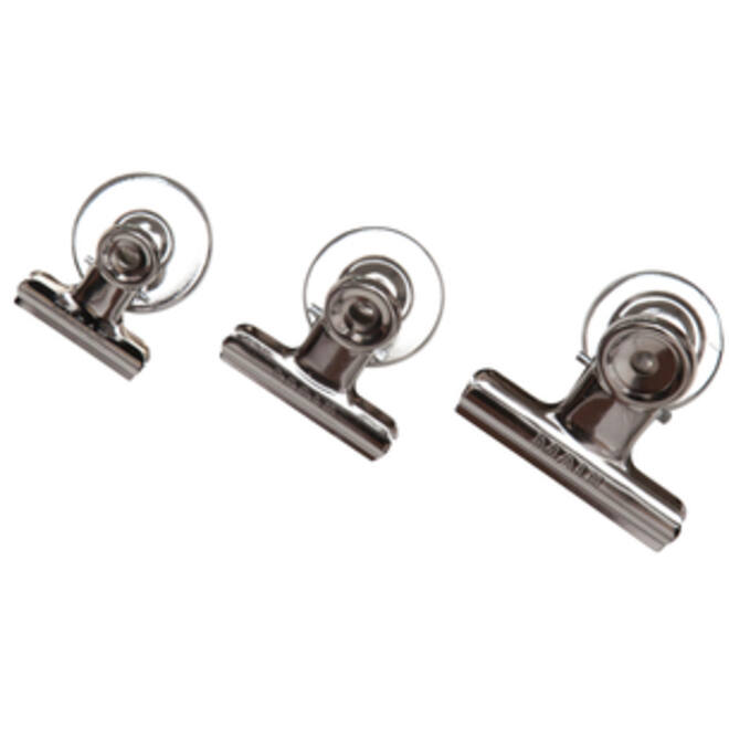 Papierklem MAUL Bulldog met magneet 30mm capaciteit 10mm zilver