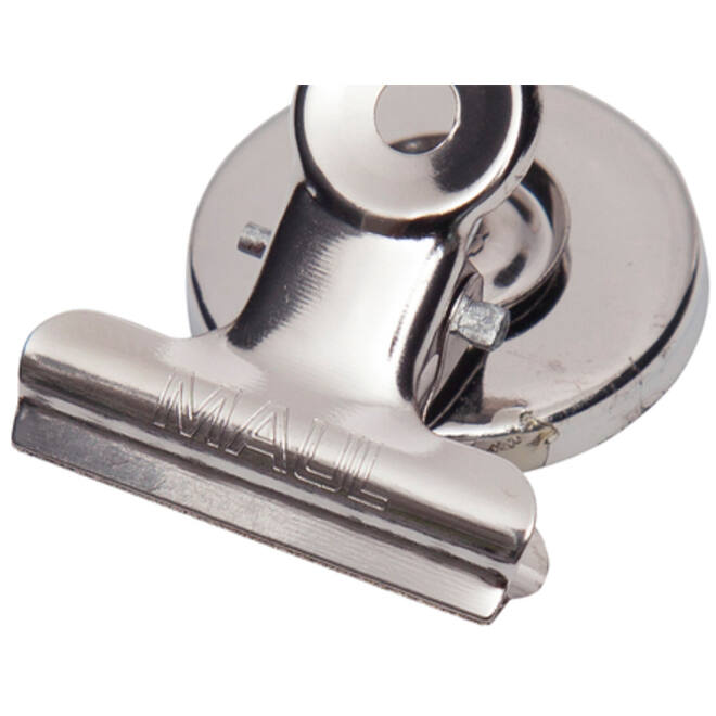 Papierklem MAUL Bulldog met magneet 30mm capaciteit 10mm zilver