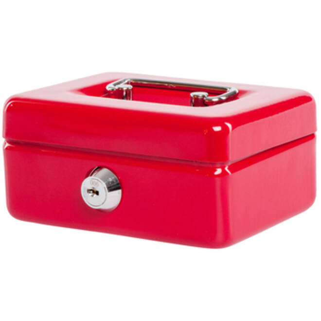 Geldkist MAUL met muntgleuf en slot 125x95x60mm rood
