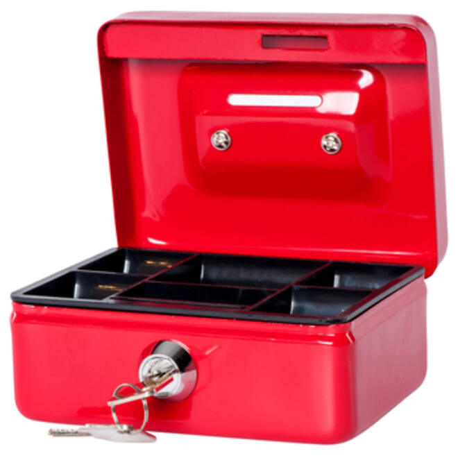 Geldkist MAUL met muntgleuf en slot 125x95x60mm rood
