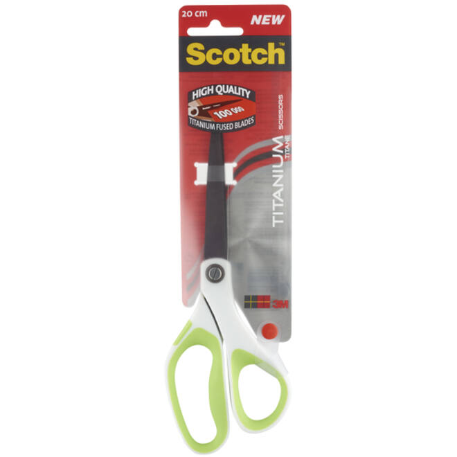 Schaar Scotch 20cm titanium met groot oog groen blister