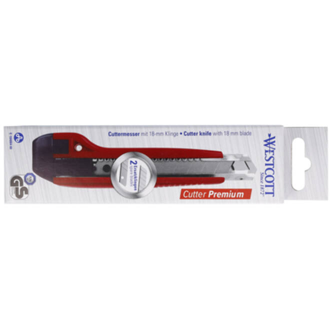 Snijmes Westcott premium 18mm met schuifsluiting rood