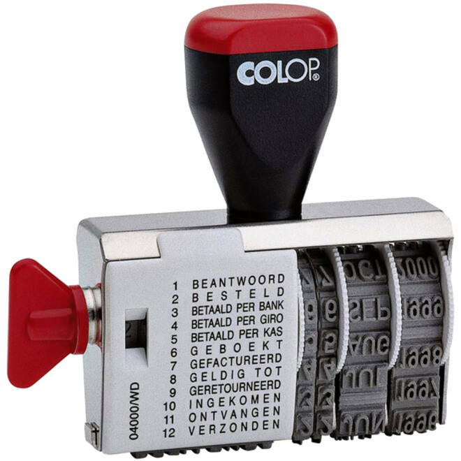 Woord-datumstempel Colop 04000 met 12 teksten