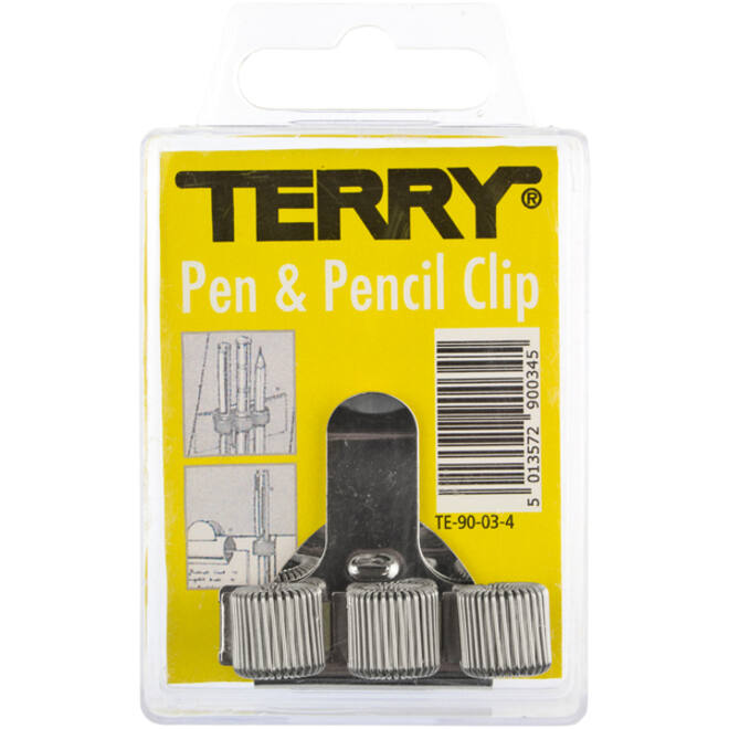 Penhouder Terry clip voor 3 pennen/potloden zilverkleurig