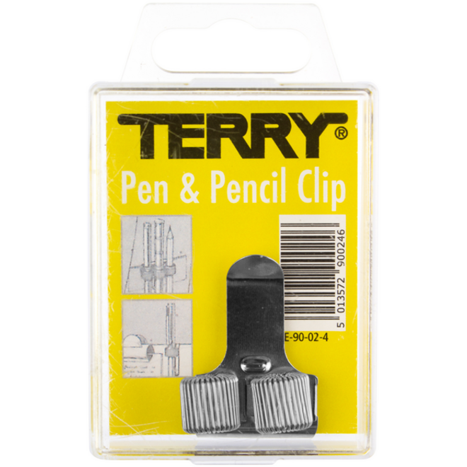 Penhouder Terry clip voor 2 pennen/potloden zilverkleurig