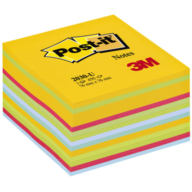 Memoblok Post-it 2030 76x76mm kubus ultra assorti