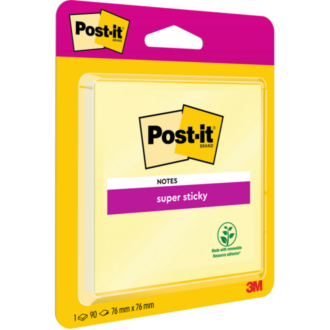 Memoblok Post-it 6920 Super Sticky 76x76mm geel