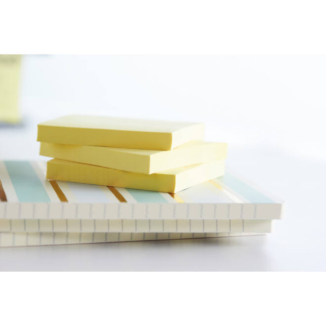Memoblok Post-it 655 76x127mm recycled geel 16x100 vel