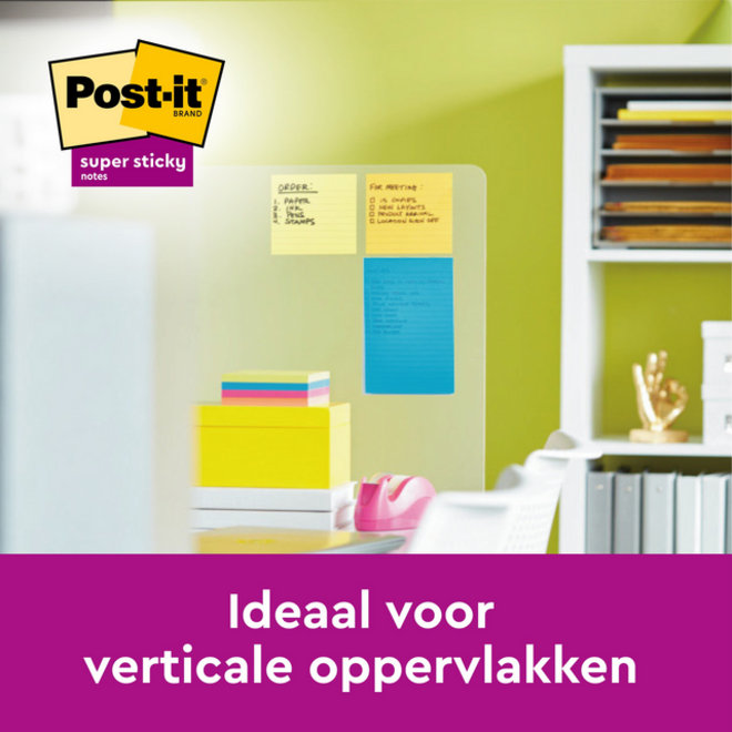 Memoblok Post-it 660 Super Sticky 102x152mm lijn rainbow