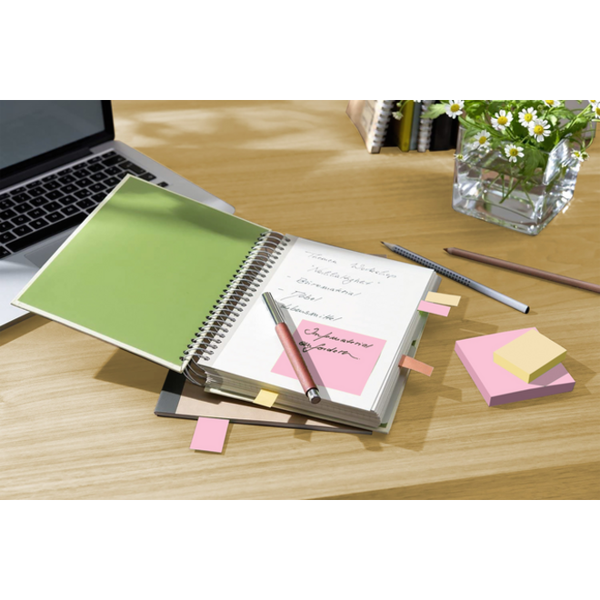 Memoblok Post-it 654-1B 76x76mm recycled geel