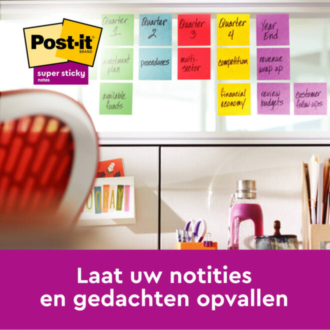 Memoblok Post-it 654 Super Sticky 76x76mm rainbow