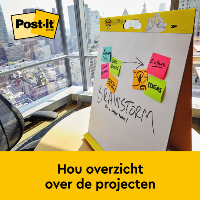 Meeting chart Post-it 563R Super Sticky 50,8x58,4cm met tafelstandaard wit