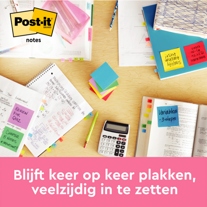 Memoblok Post-it 654 76x76mm neon groen