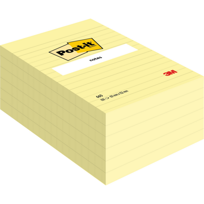 Memoblok Post-it 660 lijn 102x152mm canary yellow