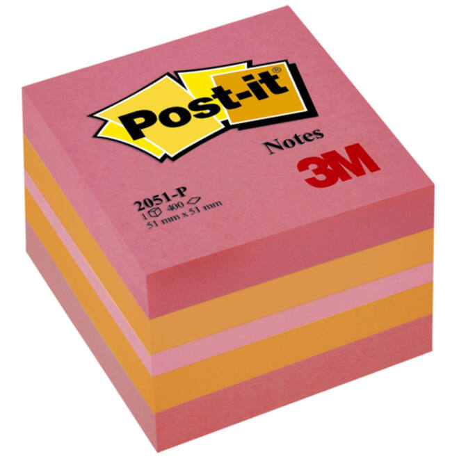 Memoblok Post-it 2051 51x51mm kubus roze