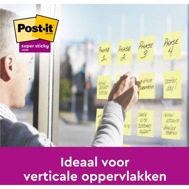 Memoblok Post-it 655 Super Sticky 76x127mm geel 14+2 gratis