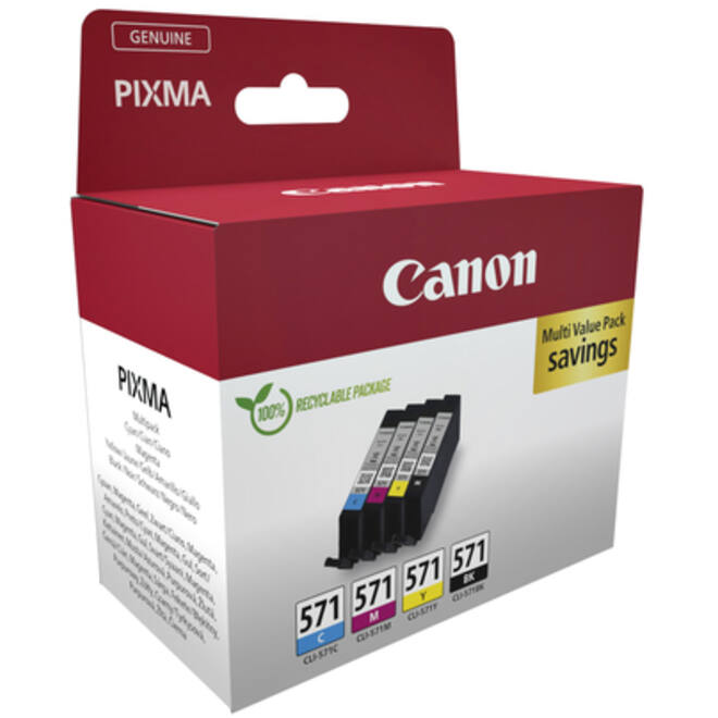 Inktcartridge Canon CLI-571 zwart + 3 kleuren