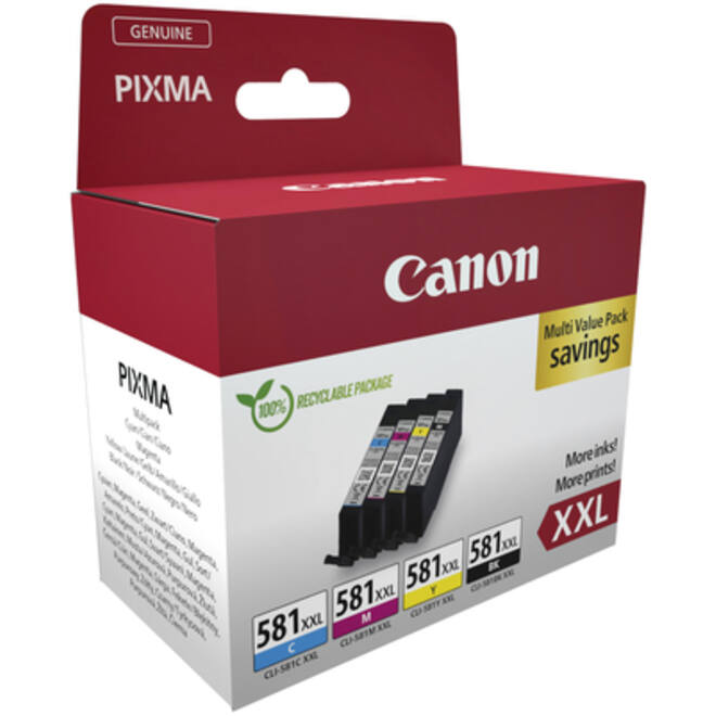 Inktcartridge Canon CLI-581XXL zwart + 3 kleuren