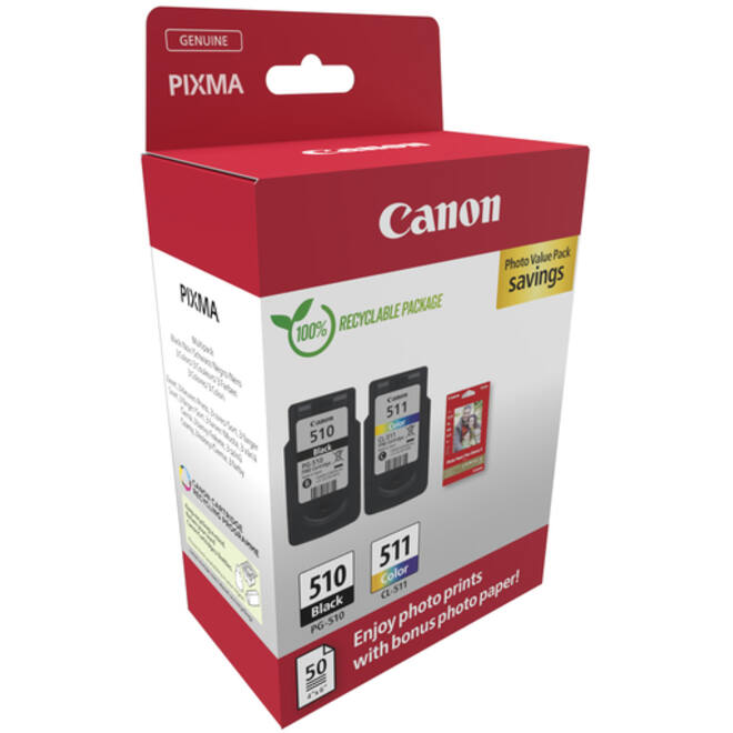 Inktcartridge Canon PG-510 + CL-511 zwart + kleur