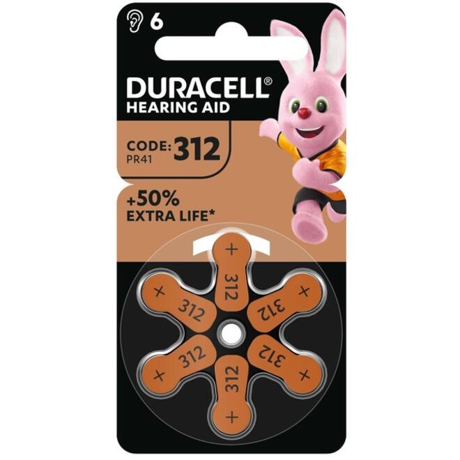 Batterij Duracell Hearing DA312 Ø7,9mm 180mAh 6 stuks
