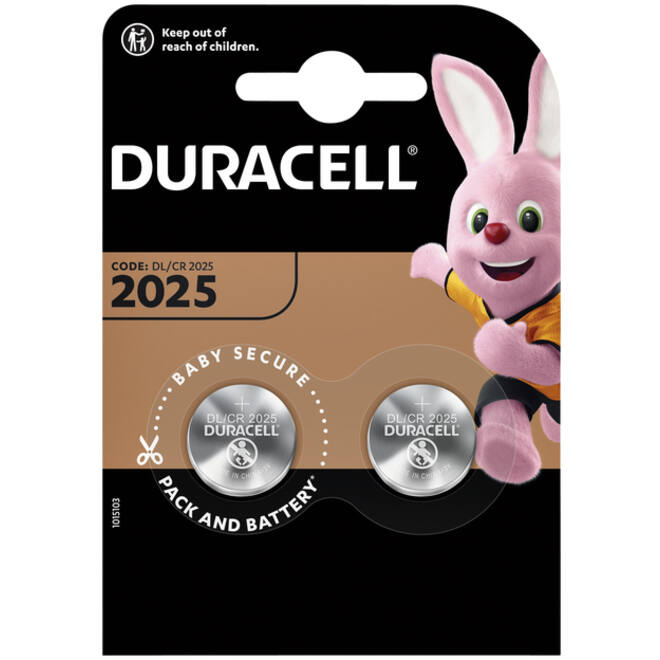 Batterij Duracell knoopcel 2xCR2025 lithium Ø20mm 3V-170mAh