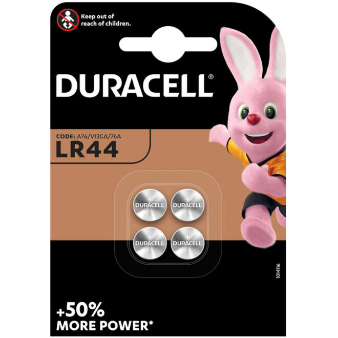 Batterij Duracell knoopcel 4xLR44 alkaline Ø11,6mm