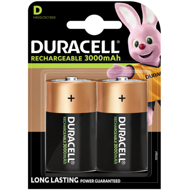 Batterij oplaadbaar Duracell 2xD 3000mAh Plus