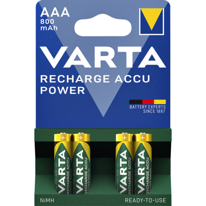 Batterij oplaadbaar Varta 4xAAA 800mAh ready2use