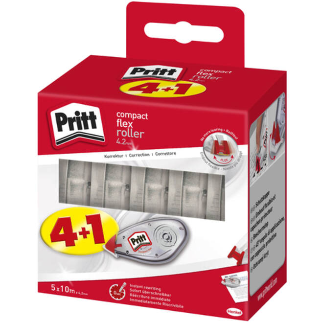 Correctieroller Pritt compact 4.2mmx10m valuepack à 4+1 gratis