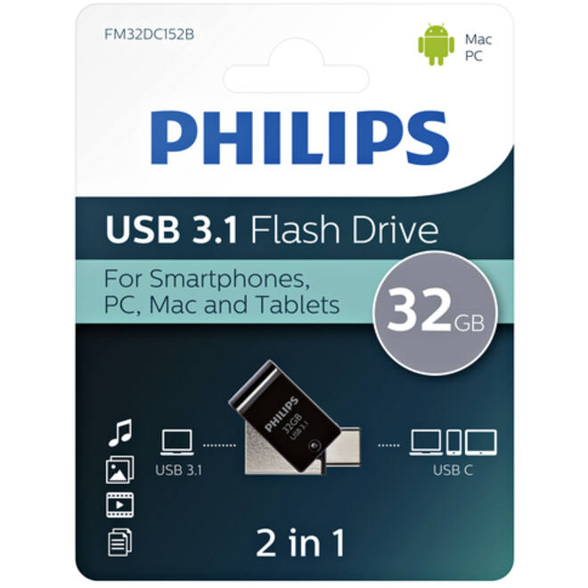 USB-stick 3.1 Philips USB-C 2-in-1 Midnight Black 32GB