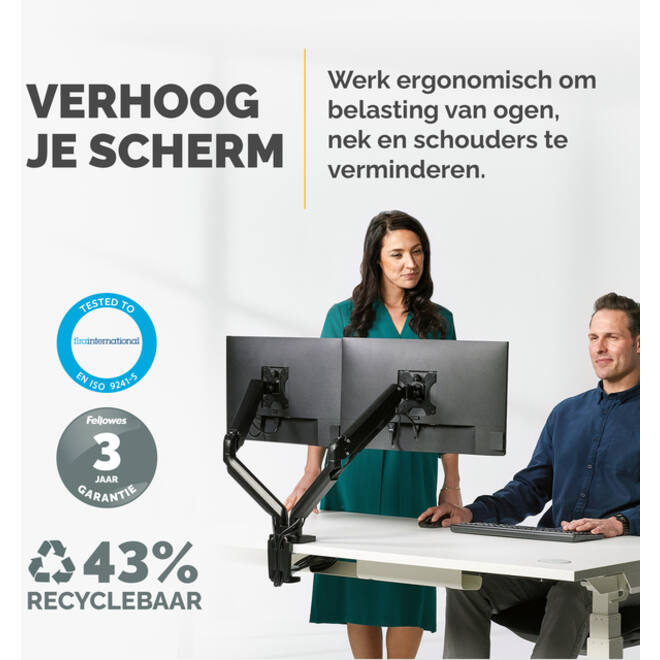 Monitorarm Fellowes Platinum Series dubbel horizontaal