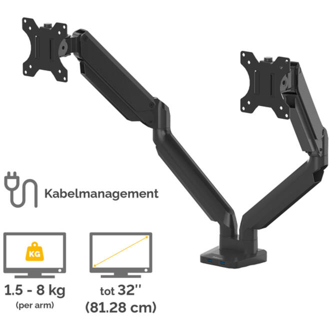 Monitorarm Fellowes Platinum Series dubbel horizontaal