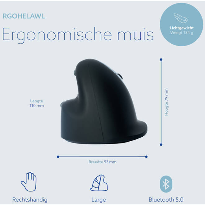Muis R-Go Ergonomisch HE Break Wireless Rechts L