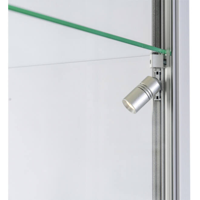 Vitrine SDB 115-400 zilver led mag 400x400x2000mm