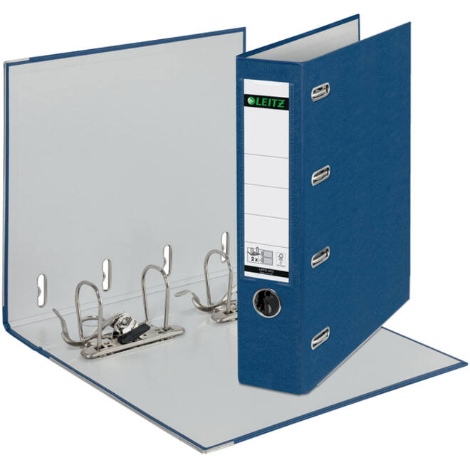 Giro-bank ordner Leitz A4 met dubbele mechaniek 80mm PP blauw