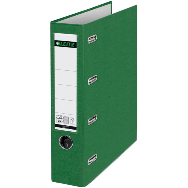 Giro-/bank ordner Leitz A4 met dubbele mechaniek 80mm PP groen