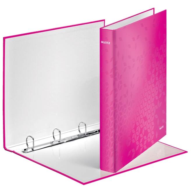 Ringband Leitz WOW A4 maxi 4-rings D-mechaniek 40mm roze