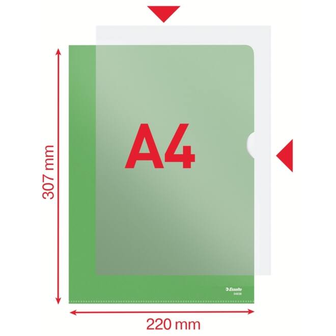 Insteekmap L-model Esselte standaard A4 0.11mm PP groen 100 stuks