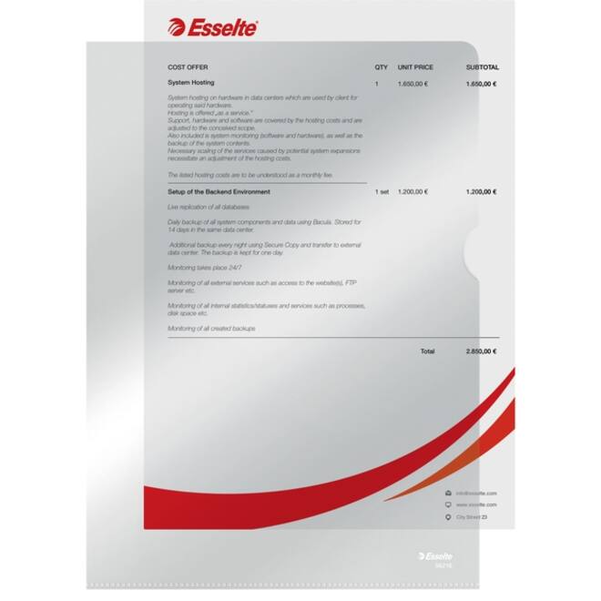 Insteekmap L-model Esselte standaard copy safe 0.11mm PP A4 transparant 10 stuks
