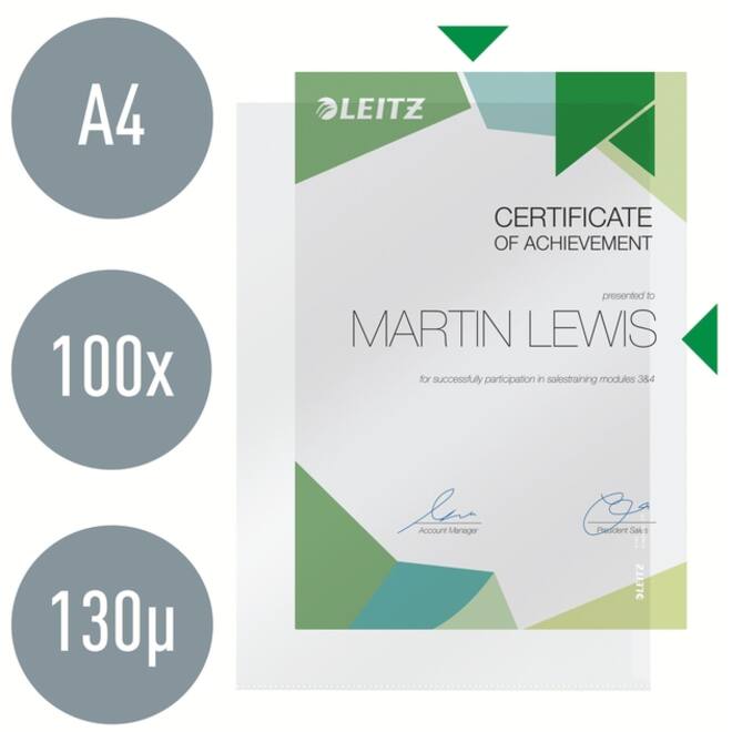 Insteekmap L-model Leitz Premium 0.13mm PP A4 transparant 100 stuks